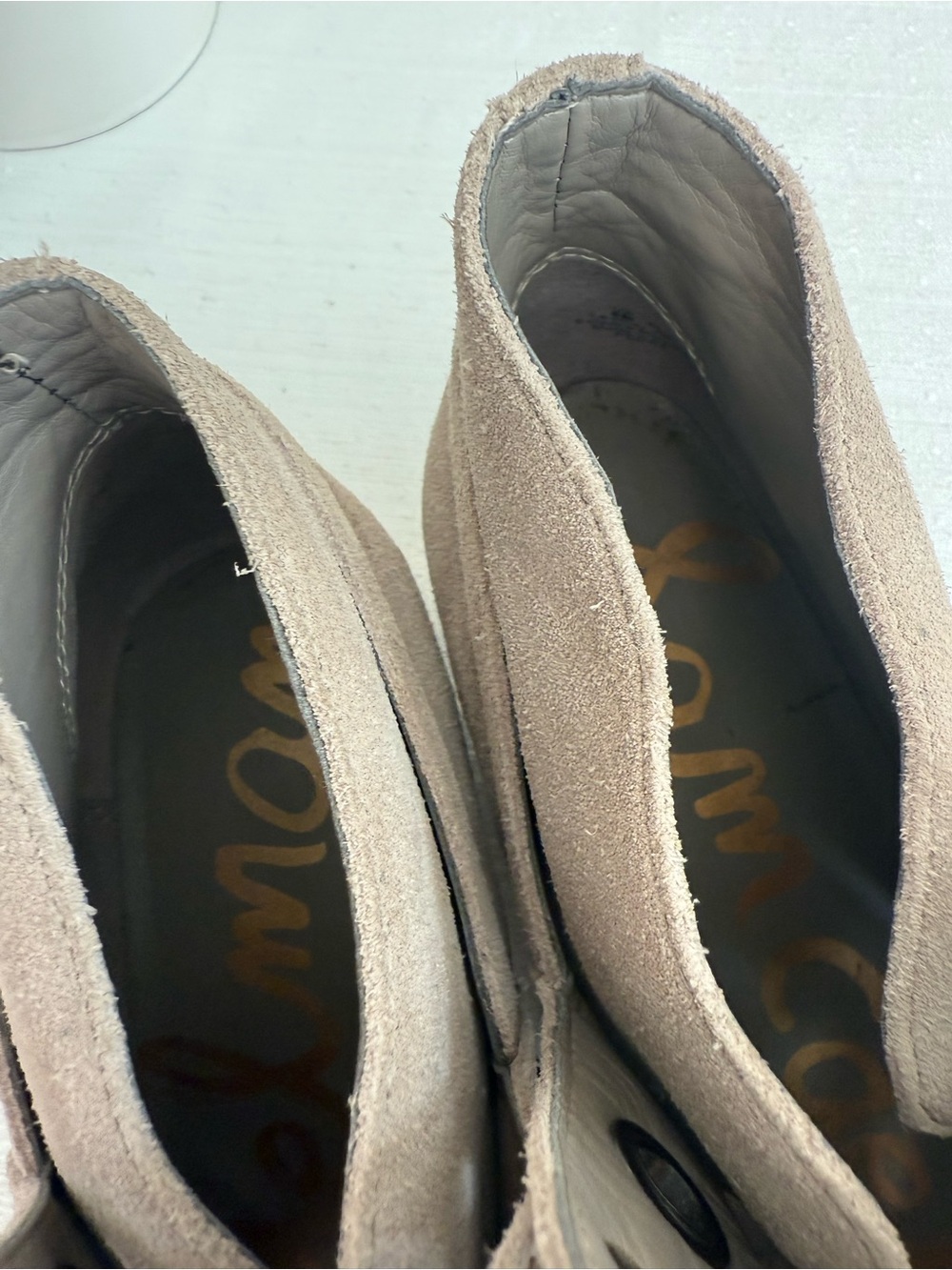 Sam Edelman Suede Ankle Booties with Studd Grommet Detail in Taupe - Picture 10 of 14